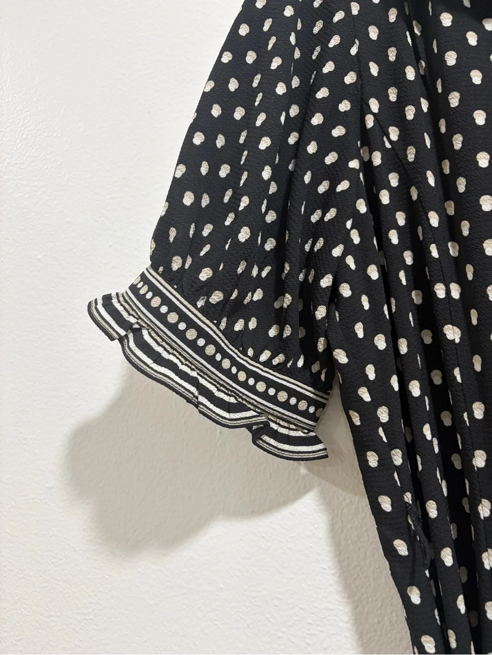Max Studio Black Polka Dot Maxi Shirt Dress with Tie Waist